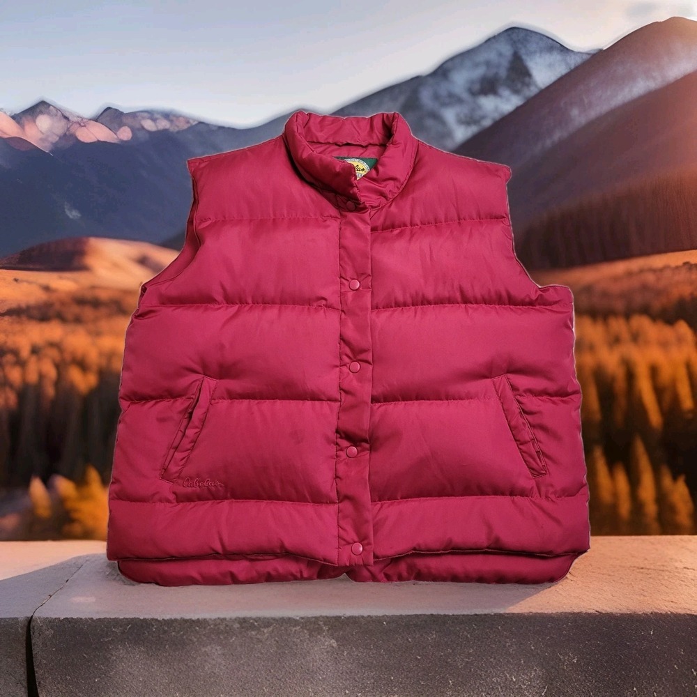 Cabela's Puffer Down Vest Womens 2XL Red Premier Northern Goose Outdoor Gorpcore